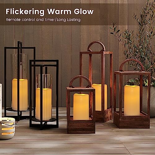 12PACK Waterproof Flameless Candles with Remote Control Candle, Battery Operated Flickering LED Pillar Candle Plastic,Large Size(D3 x H5.5) for Outdoor/Indoor Decoration Wedding, Party, Birthday - color: H05# Ivory 12pack Waterproof