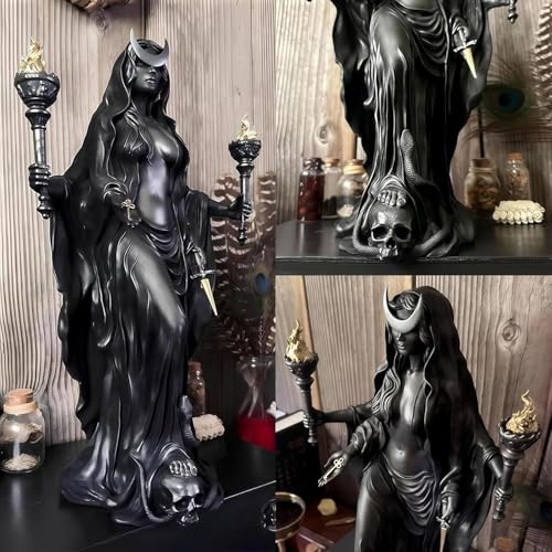 Hecate Statue,Underworld Hekate,The Witch of The Night,Hecate Greek Goddess with Her Hounds of Magic Resin Sculpture (B) - color: B