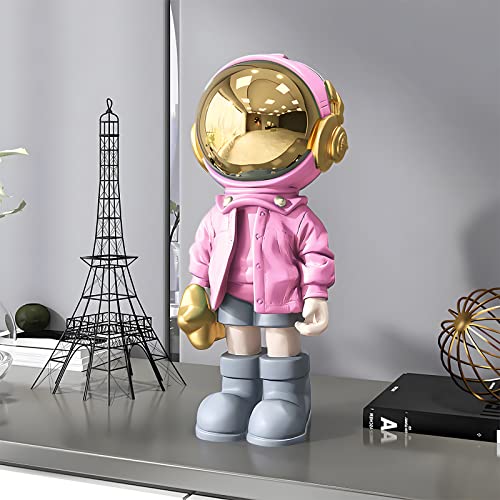 EZ4ENCE Astronaut Statues Spaceman Sculpture Modern Arts Gifts Pink Figurine Ornament Room Decor for Men,Home and Crafts Desktop Accessories Tabletop Decoration, Living Room, Office, Bookshelf… - color: Pink, size: Large