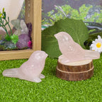 Rose Quartz Crystal Bird Carving Hand Carved Gemstone Bird Figurine 2.4 Inch Polished Animal Sculpture Healing Stone Home Office Desk Decoration Gift Collection - color: Rose Quartz Bird