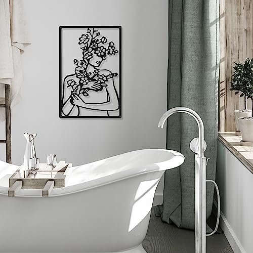 CHENGU 3 Pieces Metal Minimalist Abstract Woman Wall Art Line Drawing Wall Art Decor Single Line Female Home Hanging for Kitchen Bathroom Living Room - style: Modern