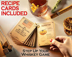 Mixology & Craft Whiskey Glasses Gift Set for Men 13-Piece with Pack of 2 Diamond Cut Glasses w/ 8 Granite Chilling Stones, 2 Coasters, Tongs & Cocktail Recipe Book in Wooden Crate - size: Light Latch Crate
