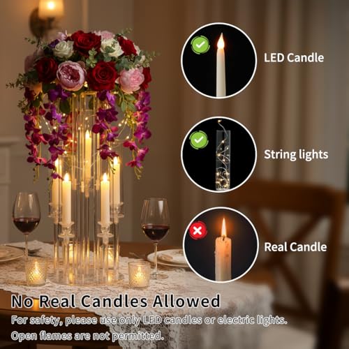 4PCS 5 Arm Candelabra,Clear Centerpiece for Table,Acrylic Centerpiece Stand for Wedding Reception,Acrylic Candle Holder for Event Celebration Wedding Birthday Home Christmas - size: 23.6inch-4pcs