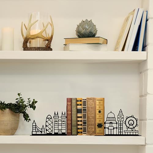 Metal City Skyline Modern Bookends, Tower of London,Big Ben Decoration, London Gifts and Souvenirs - color: London