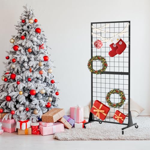 3-Pack Gridwall Panel Display Stand, 2'x5.5' Heavy Duty Floor Standing Rack with Detachable Girdwall, Movable Silent Wheel, Easy to Transport, Ideal for Retail & Craft Fairs - color: 3