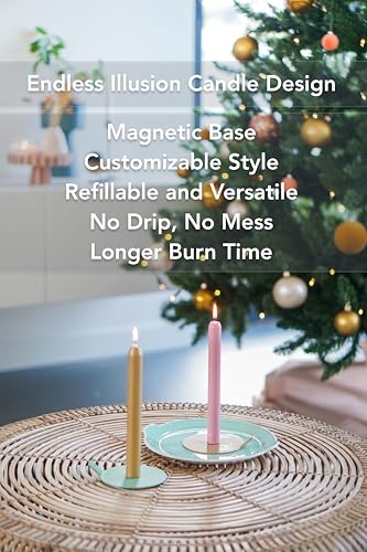 Candle Stick Holder Modular Taper Candle Holder Coated Iron Magnetic Endless Lighting Illusion Anti Tipping Modern Vintage Fireplace Dinning Holiday Home Decor Wedding Party Gift (Black) - color: Black