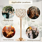 Candle Holder Candlestick Holders- 3Set Gold Crystal Pillar Candle Holders,Metal Candlestick Stands for Wedding Centerpieces,Table Decor for Church,Valentine's Day Housewarming Gift,9Pcs - size: 9Pcs