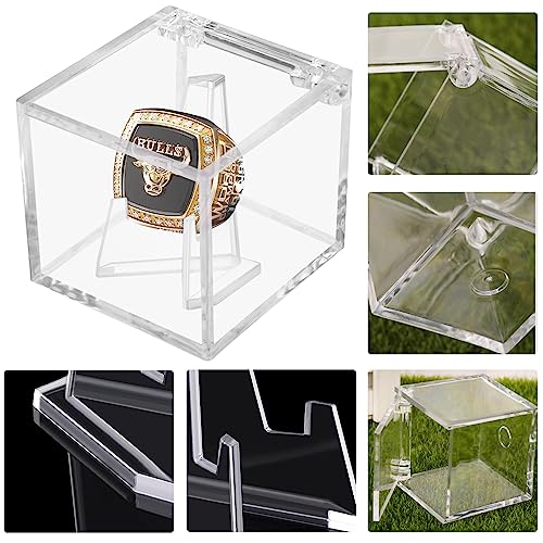 Championship Ring Display Case, Clear Acrylic Championship Ring Holder Box, Acrylic Display Easel Coin Stand Holder, Holder Box for Storage Championship Ring and.Coin (1, 2.36 Inch)