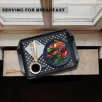 KAQAHIDO Large Non Slip Serving Tray with Grippy Dots, TV Lap Trays for Eating on Couch, Meal Serve for Dinner Breakfast, Rectangular Food Carrying for Plates, Glasses, Dishes, Set of 2, Black - color: Black