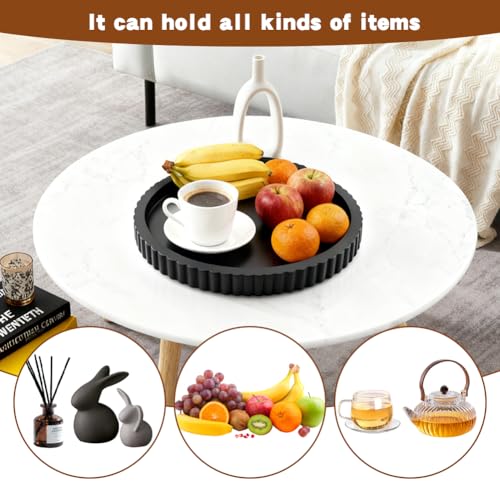 Round Concrete Tray for Coffee Table, 12 Inch Decorative Centerpiece Tray for Living Room, Kitchen & Home Decor(Color:Black) - color: Black