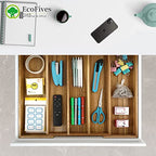 EcoFives Luxury Acacia Silverware Organizer -Kitchen Drawer Organizer - Utensil Holder and Cutlery Organizer with Grooved Drawer Dividers for Flatware and Kitchen Utensils (5 Slot) - size: 5 Compartments