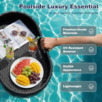 Devoko Floating Pool Tray Large PE Rattan Pool Serving Bar, Luxury Pool Floating Table with Handles for Pool Party, Hot Tub & Beach (Black) - color: Black, size: Medium
