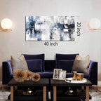 Prepeyssee White and Blue Abstract Canvas Wall Art for Living Room Bedroom Home Office Large Modern Grey Abstract Canvas Prints Picture Ready to Hang Size 20x40 - color: white, size: 20L" x 40W"