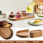 Solid Wood Serving Platters and Trays of Natural Wood with Edge,Rectangular Avoid Sliding and Spilling Food (Acacia Oval Platters 6 Pack) - color: Acacia Oval Platters 6 Pack