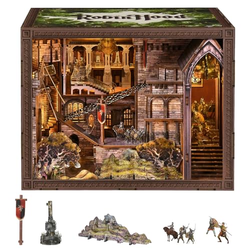 CCCDF Book Nook Kit - DIY Miniature Dollhouse Kit, Dollhouse Booknook Tiny House Bookshelf Decor 3D Wooden Puzzle, Gifts for Family, Friends (Robin Hood - The Castle's Escape) - style: Robin Hood - The Castle's Escape
