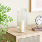 Deco 79 Glass Decorative Candle Holder Ribbed Candle Stand with Elevated Base, Candlestick Holder 6" x 6" x 13", Clear - size: 6" x 6" x 13"