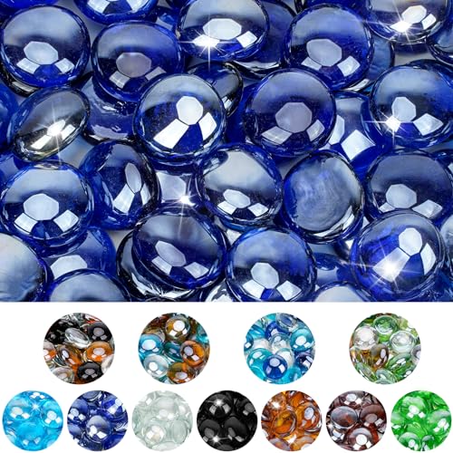 Mr. Fireglass 10 Pound Fire Glass Beads, 1/2" Reflective Round Fire Glass Drops for Fireplace Fire Pit & Lanscaping, High Luster Royal Cobalt Blue (Pack of 2) - color: Cobalt Blue, size: 1/2 inch, 10 Pounds (Pack of 2)