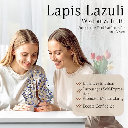 YATSKIA Lapis Lazuli Crystal Tree of Life - Healing Crystals and Stones - Crystals Decor - Crystal Gifts for Women - Good Luck Gifts - color: Lapis Golden Wire