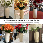 Tall Ceramic Vase 12 Inch Neutral Textured Vase,Cream Ceramic Vase for Home Decor,Farmhouse Tall Ceramic Flower Vase for Dining Table,Living Room,Kitchen,Bedroom,Entryway - size: 12 Inch