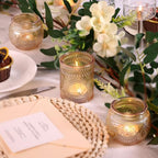 DARJEN 24Pcs Gold Votive Candle Holders - Glass Candle Holder Bulk for Table Centerpiece, Tea Lights Candle Holders for Home, Christmas Party & Wedding Shower - color: Gold