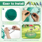 3PCS Bird Seed Catcher Tray 30 Inch Bird Seed Catcher Hanging Hoop Platform for Bird Feeders Includes S-Hooks, Adjustable Ropes & Portable Storage Pouch - size: 30 in