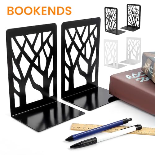 Book Ends Metal Bookends Heavy Duty Non-Skid Bookend Book Holder Bookend Supports Premium Iron Book Stopper for School Home Office Study Room(7x4.7x3.5inch)