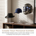 Acrylic Hat Organizer & Wig Stand, Clear Hat Rack Display Stand, Cap Holder for Baseball Caps, Wig Holder, Mask Stand, Helmet Stand, Collectibles, Dresser Display (3.9x5.9x14 Inch - size: Large (3.9x5.9x14 Inch）