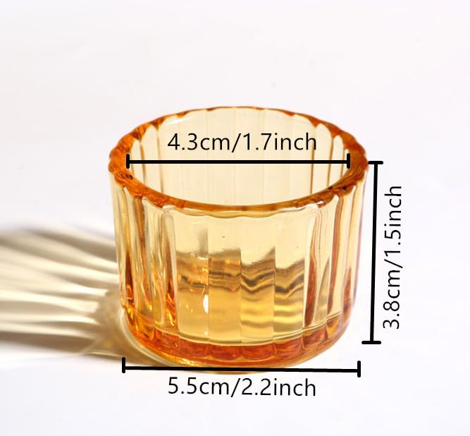 Clear Tealight Candle Holder Set of 2,Glass Votive Candle Holders, Decorative Round Ribbed Candle Holders for Home Decor (Champagne) - color: Champagne