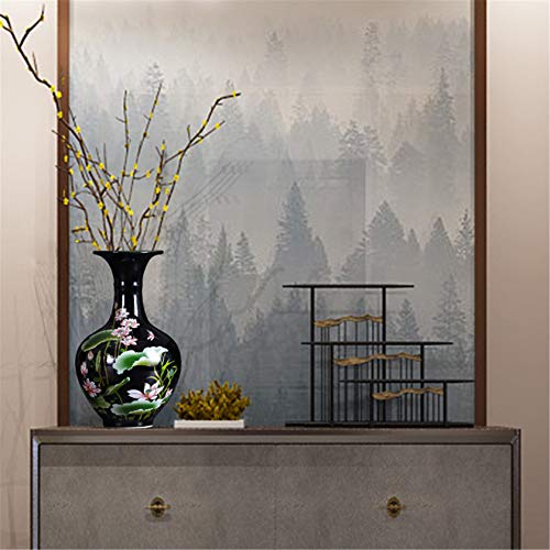 9.45'' China Style Decorative Vase, Classic Ceramic Vases for Art Home Decoration, Chinese Retro Porcelain Ceramic Vase with Base, Beauty Lotus Flower Painting, Black