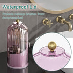 GAXmi Makeup Brush Holder with Lid Cosmetic Tools Organizer 360 Rotating Waterproof Dustproof Beauty Brushes Storage for Vanity, Pink-Purple - color: Pink-Purple