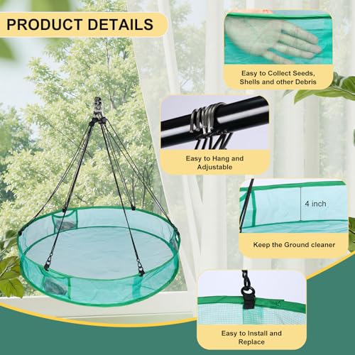 2Pcs Bird Seed Catcher for Outdoor Feeders, Bird Feeder Trays to Catch Seed, Upgraded Version Can Prevent Strong Winds. (20 inches) - style: 20 inches