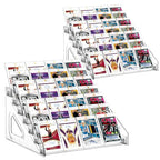 2 Pack 7 Tier Acrylic Card Display Stand, 7-tiers Versatile Display for Trading Cards,Greeting Card Display Stand,Portable Display Rack Holder for Graded Cards, PSA Cards,Sports Cards, Business Cards