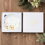 Crisky Initial Jewelry Tray Ring Dish & Gift Box, Ceramic Flower Trinket Dish for Rings Earrings Necklaces Keys, Bridal Shower Engagement Birthday Gift for Women, Friends 4.57" (Gold Foil B - style: Initial B