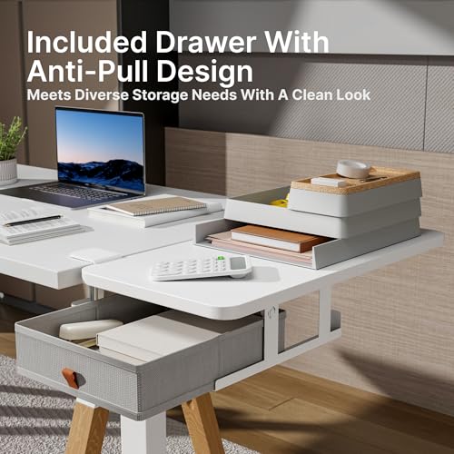 PEGZONE Desk Extender Tray, 24" x 12" Clamp On Desk Shelf, Desk Extension with Storage Drawer, Table Desk Arm Rest, Clamp On Keyboard Tray for Office and Home, Workstation Organizer, Medium, White - size: 24 x 12 inch, style: White with Drawer