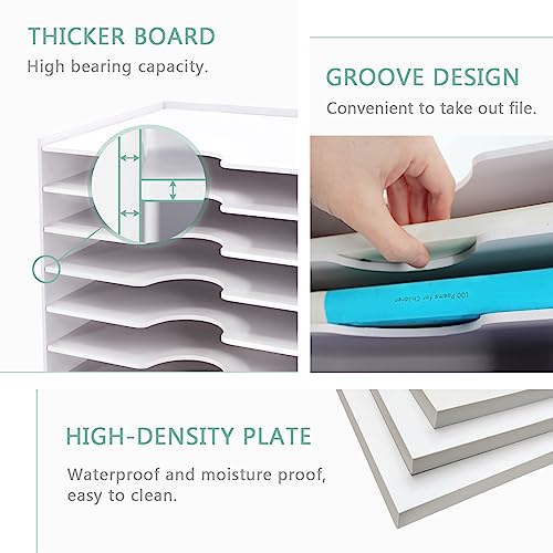 SONGWAY File Organizer for Desk - 9 Tier Wide Document Holder, Letter Mail Tray Storage Rack, File Sorter Organizer, Paper Storage Holder, Desktop Organizer for Home Office School, White - size: 9 Tier Wide