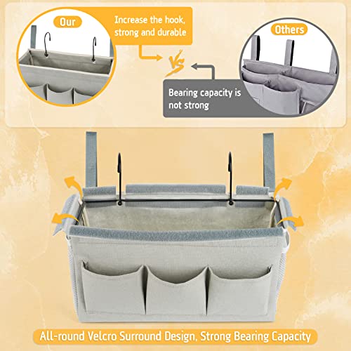 Lilithye Bedside Caddy Organizer with Fixed Straps & Water Bottle Holder for Home, College Dorm, Bunk Bed, Hospital & Crib Bed Rails (2 pcs, Grey) - color: 2pcs Grey