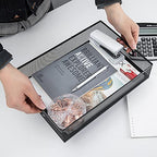 Desk Drawer Organizer, A4 Large Metal Mesh Desk Rrganizer Tray, Versatile Storage Box Set for Office Home Supplies,13 x 9 inches - color: Black A4 L