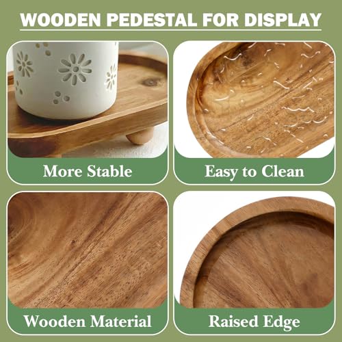 Vaveren Small Wooden Riser Wooden Pedestal for Display Tray Display Riser for Entry Table Farmhouse Kitchen Tabletop Centerpieces , Oval 11.8x19.8x4.3cm - color: Oval 11.8x19.8x4.3cm