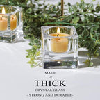 Clear Glass Tealight Candle Holder, Square Candle Holder Set of 8, Table Centerpiece for Ceremony, Event,Wedding, Party Decor