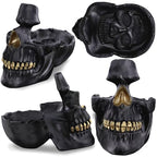 READAEER Skull Eyeglass Holder Creative Eyewear Holder Sunglasses Glasses Display Holder Keychain Resin Sculpture for Entrance Home Office Desk Bedside Table (Black) - color: Black