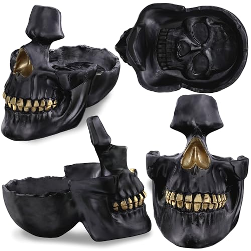 READAEER Skull Eyeglass Holder Creative Eyewear Holder Sunglasses Glasses Display Holder Keychain Resin Sculpture for Entrance Home Office Desk Bedside Table (Black) - color: Black