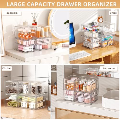 YFXCVSL Clear Stackable Storage Drawers, Acrylic Makeup Organizer with 7 Drawers, Bathroom Organizers and Storage, Plastic Bins for For Vanity, Undersink, Kitchen Cabinets, Pantry - size: 7 Drawers