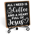 Toerifer Coffee Lover Gifts, Table Sign, Christian Decor, Rustic Wooden, 5x5 Inches - style: coffee sign 07
