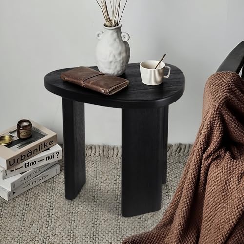 Oakrain Black End Tables, Wood Sofa Bed Side Table, Modern Nightstand for Bedroom, Small Coffee Table for Living Room - color: Black-triangle Shape
