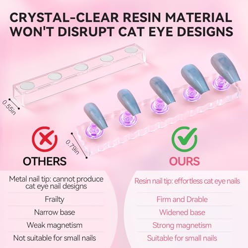 Nail Stand For Press On Acrylic Strong Magnetic Nail Holder Kit For Painting Nails Tip Arts Display With 200PCS Double-Sided Tape And 1 Heart Shaped Acrylic Magnetic Presson Stand (Clear And Purple, Medium) - color: Clear And Purple, size: Medium