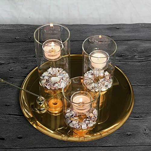 Cylinder Hurricane Glass Candle Holder for Table Centerpieces, Clear Votive Candle Holders for Wedding Parties, Decorative Candleholders for Home Dining Room Decorations (Set of 3)