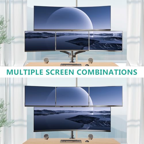 WALI 4 Monitor Mount for 13-49 inch Ultrawides on Top Bracket and 27 inch Screens on Lower Brackets, Heavy Duty Arm Extra Tall Quad Monitor Stand, up to 44 lbs (GSDM004S-P), Black - size: 13"-49", style: Quad Arms