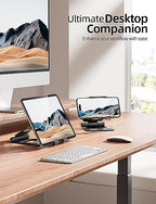 Nulaxy Aluminum Dual Foldable iPad Stand, Fully Adjustable Desktop Tablet Holder, Tablet Accessories for Office Kindle Compatible with Mobile Devices iPad Pro/Air/Mini, iPhone Pro/Max/Plus, Black - color: A-Black