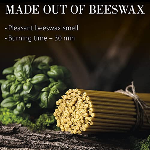 Danilovo Pure Beeswax Candles - Honey-Scented, Decorative Thin Taper Candles - Ideal for Birthday Decoration or Church Prayers - Drip Free, Tall & Smokeless Pack of 50 pcs, 6.3 x 0.2 inch - size: 6.3 in