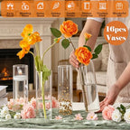 16Pcs Glass Cylinder Bud Vases for Centerpieces,7.7 In Tall Clear Flower Vases in Bulk,Glass Small Vases Floating Candle Holder for Party,Home Decor,Wedding Decoration,Birthday,Anniversary,Baby Shower